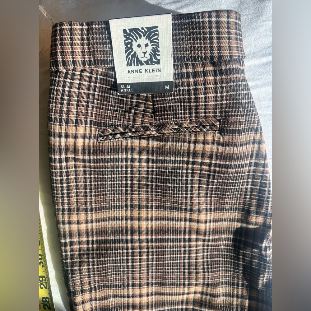 Anne Klein Women Checkered Brown Pants